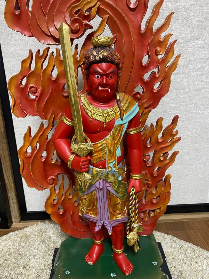 楠 立赤不動明王 70cm 濃彩切金 #072