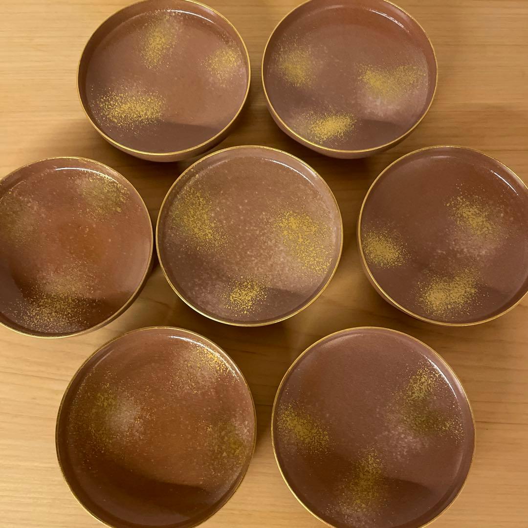 二代目　澤村陶哉　吹金彩皿　7客