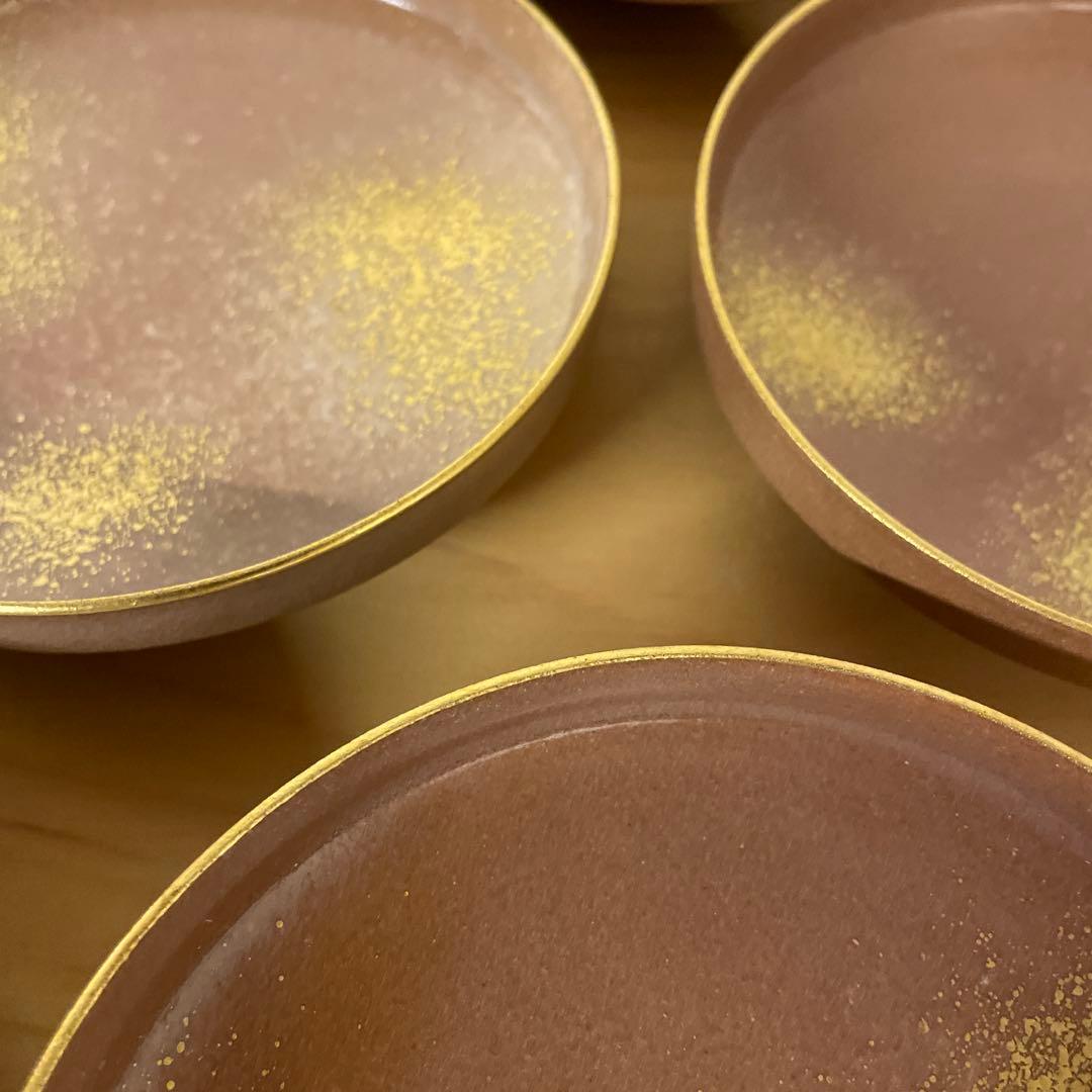 二代目　澤村陶哉　吹金彩皿　7客