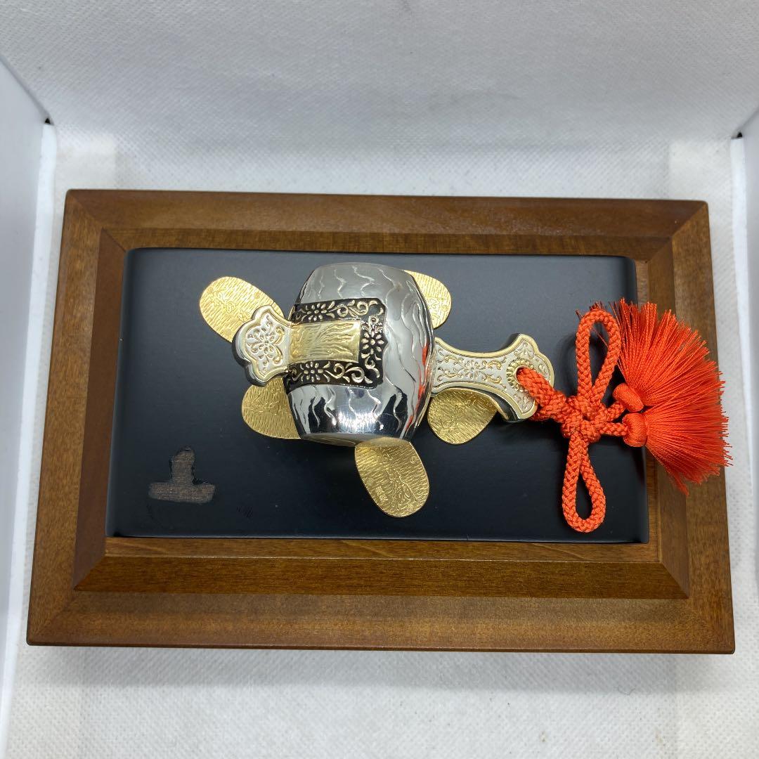 銀製 小判小槌 武比古作 木枠ガラスケース 置物 縁起物 シルバー
