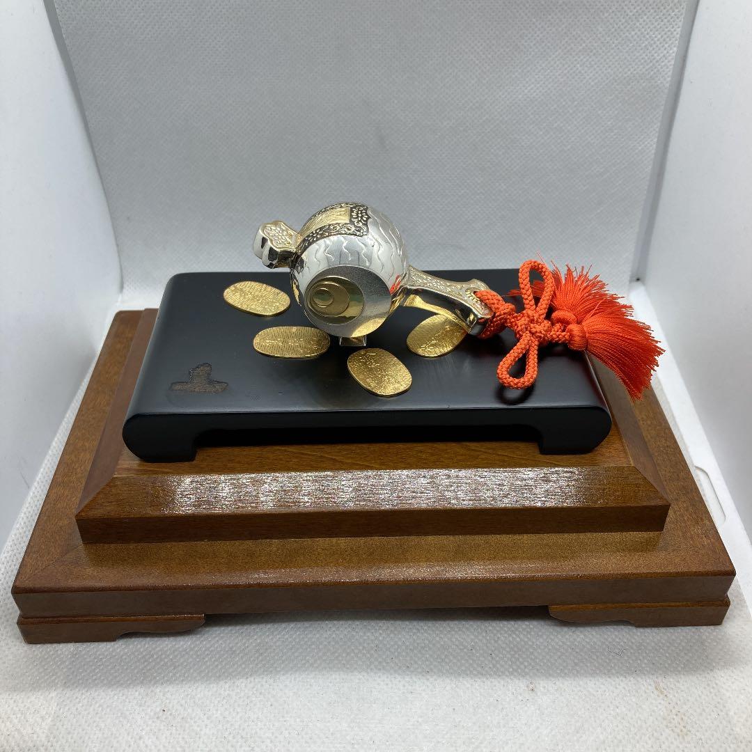 銀製 小判小槌 武比古作 木枠ガラスケース 置物 縁起物 シルバー