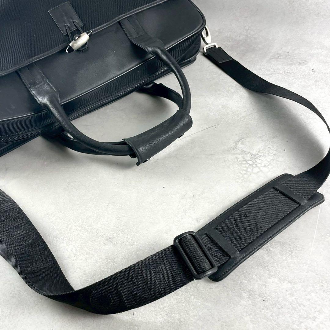 【希少】モンブラン ビジネスバッグ 2way ロゴ金具 レザー キャンバス 黒