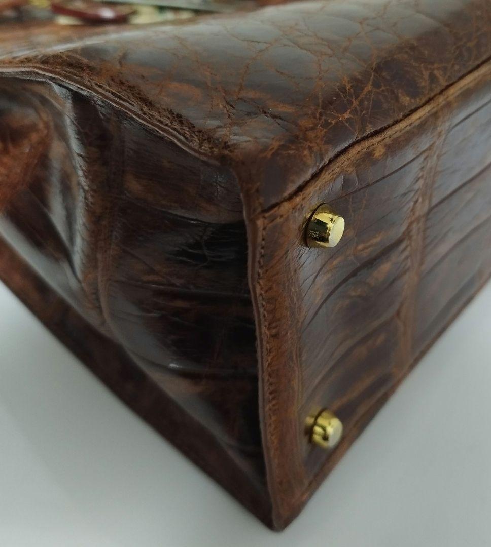 ほぼ未使用☆　Donna Elissa JRA　目地染め　クロコ　ハンドバッグ