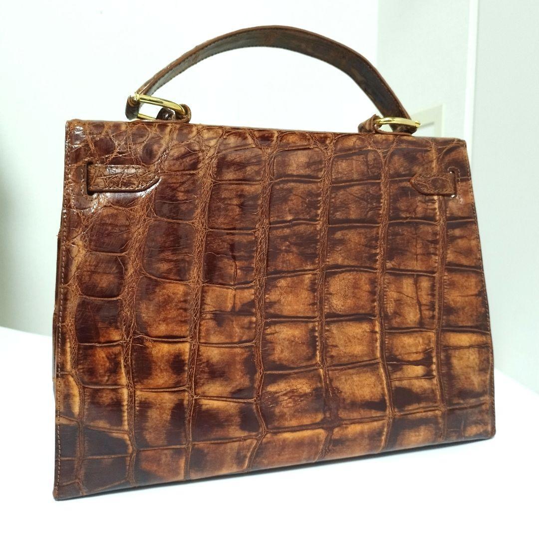 ほぼ未使用☆　Donna Elissa JRA　目地染め　クロコ　ハンドバッグ