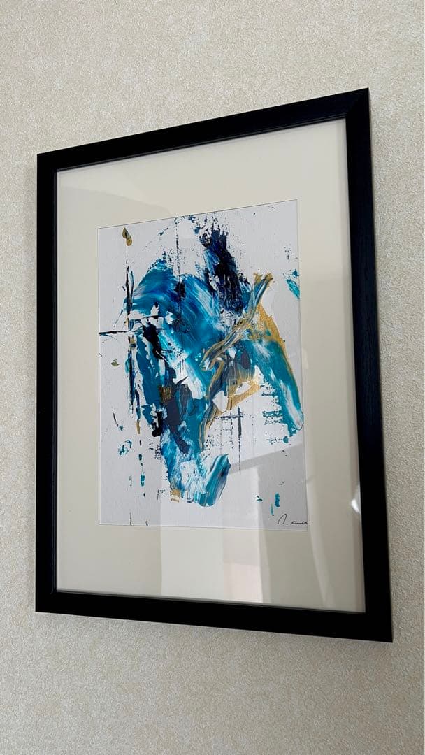 絵画　アート　青　金　インテリア　海外　ホテル　ギフト　新築祝い　モダン　抽象画