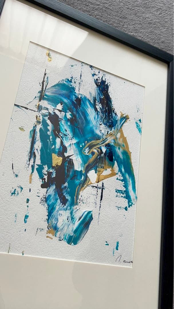 絵画　アート　青　金　インテリア　海外　ホテル　ギフト　新築祝い　モダン　抽象画