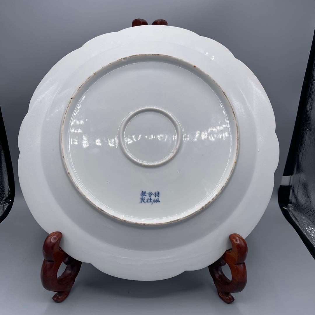 希少 幻の明治伊万里 精磁会社謹製 染付霊獣文ディナー大皿 金