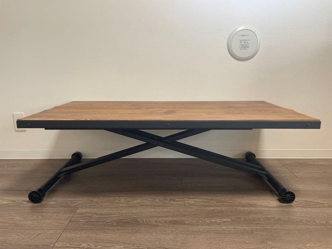 無段階昇降テーブル/インダストリアル/木製/ダイニングテーブル/センターテーブル