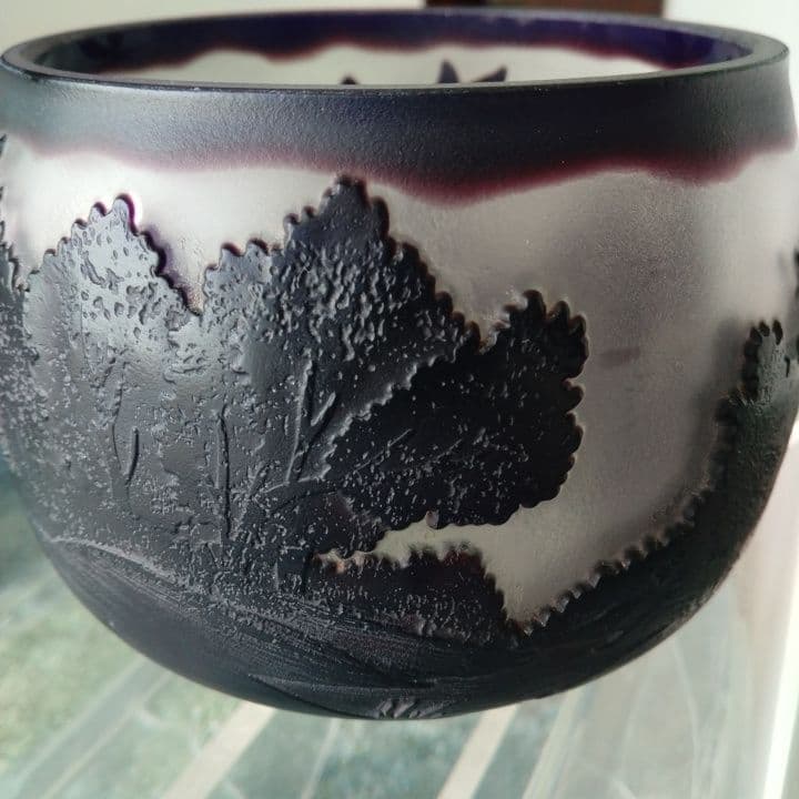 被せ硝子⭐︎アンティーク⭐︎ガレ調 ⭐︎蜻蛉文様 硝子鉢⭐︎水指茶道具、