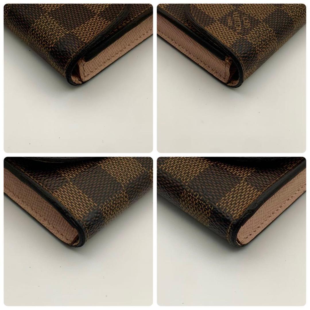 鑑定済み ルイヴィトン ポルトモネ ロザリ ピンク 財布 コンパクト ダミエ