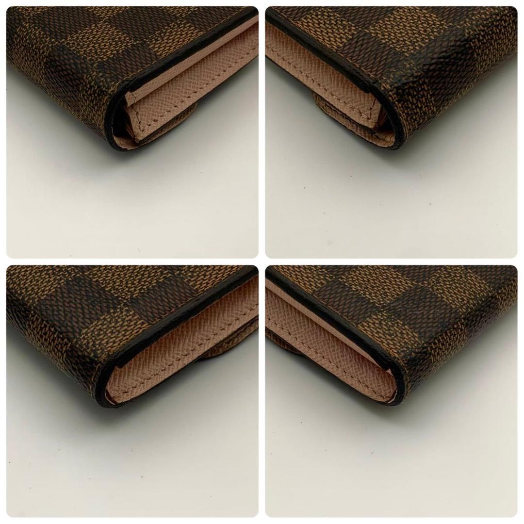 鑑定済み ルイヴィトン ポルトモネ ロザリ ピンク 財布 コンパクト ダミエ