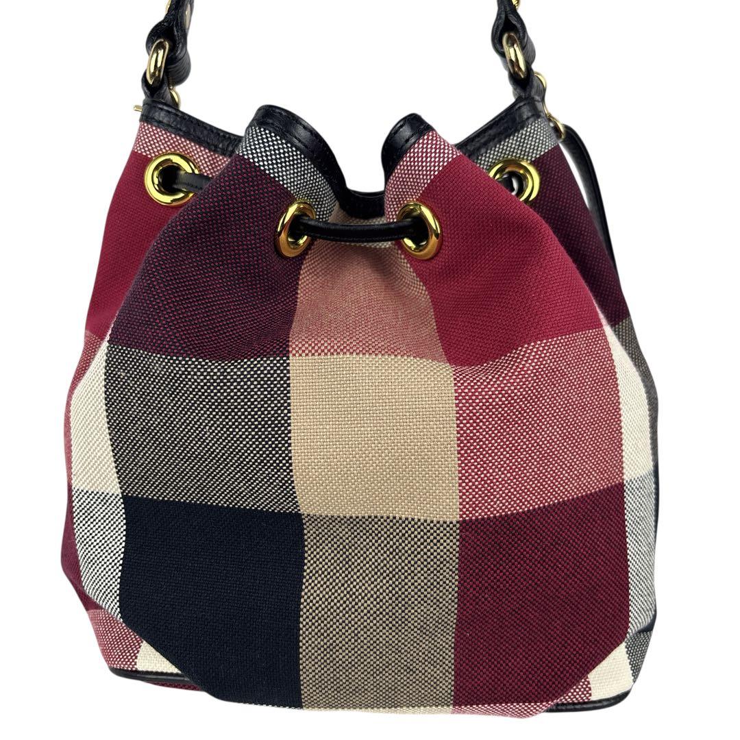 【美品】BLUE LABEL CRESTBRIDGE 巾着 2WAY チェック