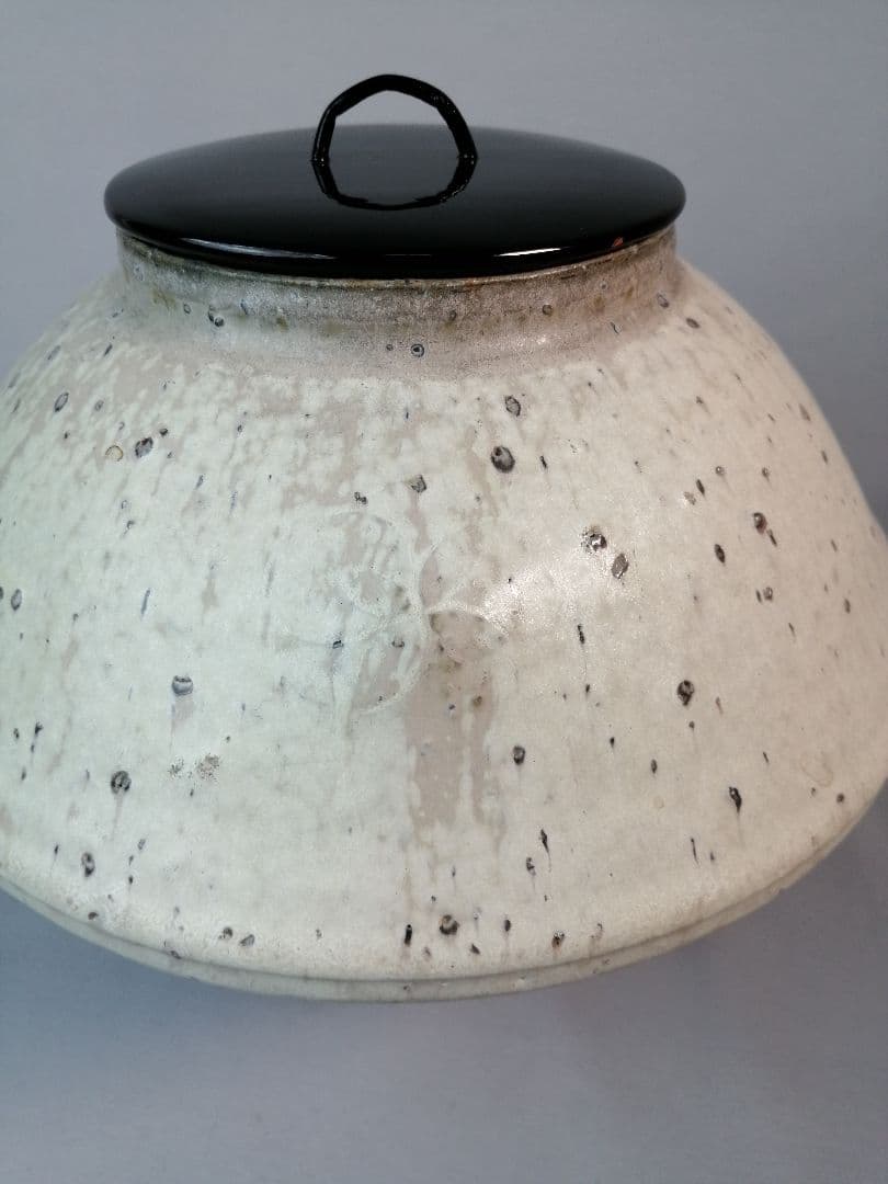 【茶道具】辻光夫作　流白釉花瓶・水指　水指273