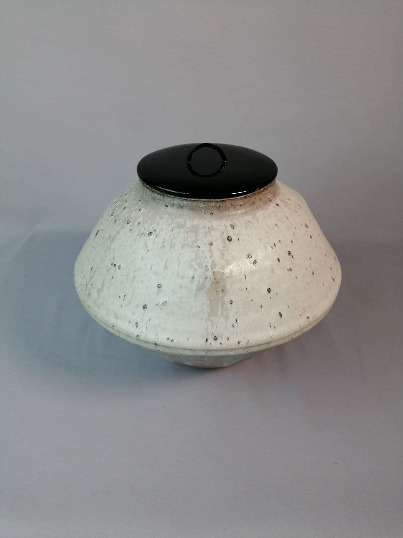 【茶道具】辻光夫作　流白釉花瓶・水指　水指273