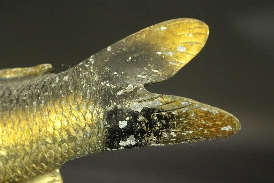 古い 鯉の置物 双魚 錦鯉(ZE457)