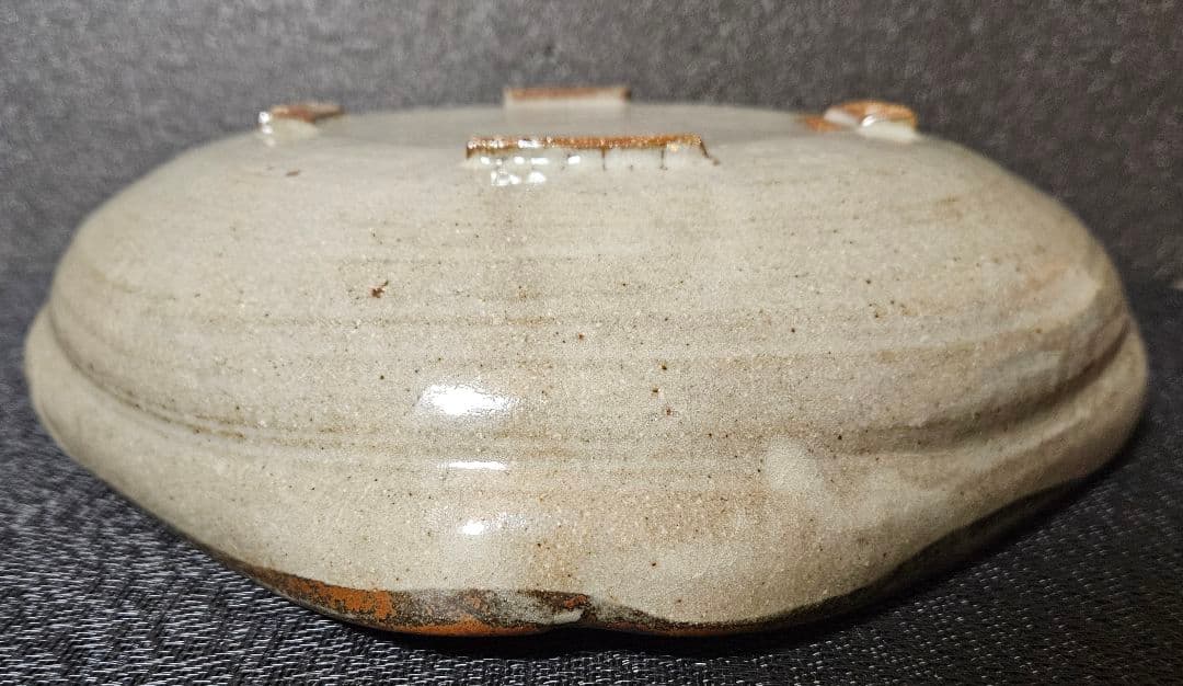 唐津焼 武造 絵唐津 鉄絵 草花図 四方隅切 大鉢 菓子鉢