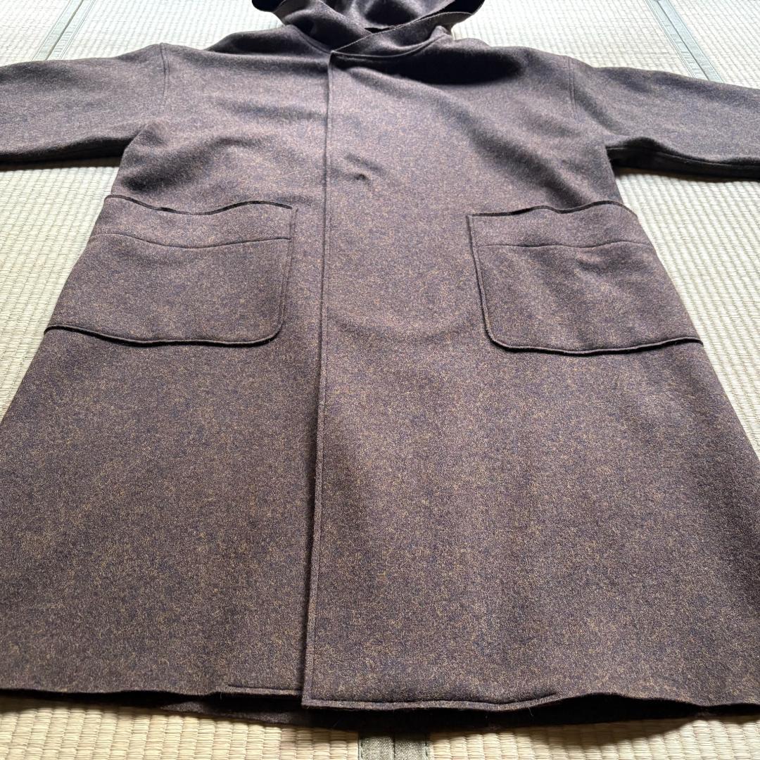 MITTAN 圧縮ウールニットフードコート 緑杢 サイズ2