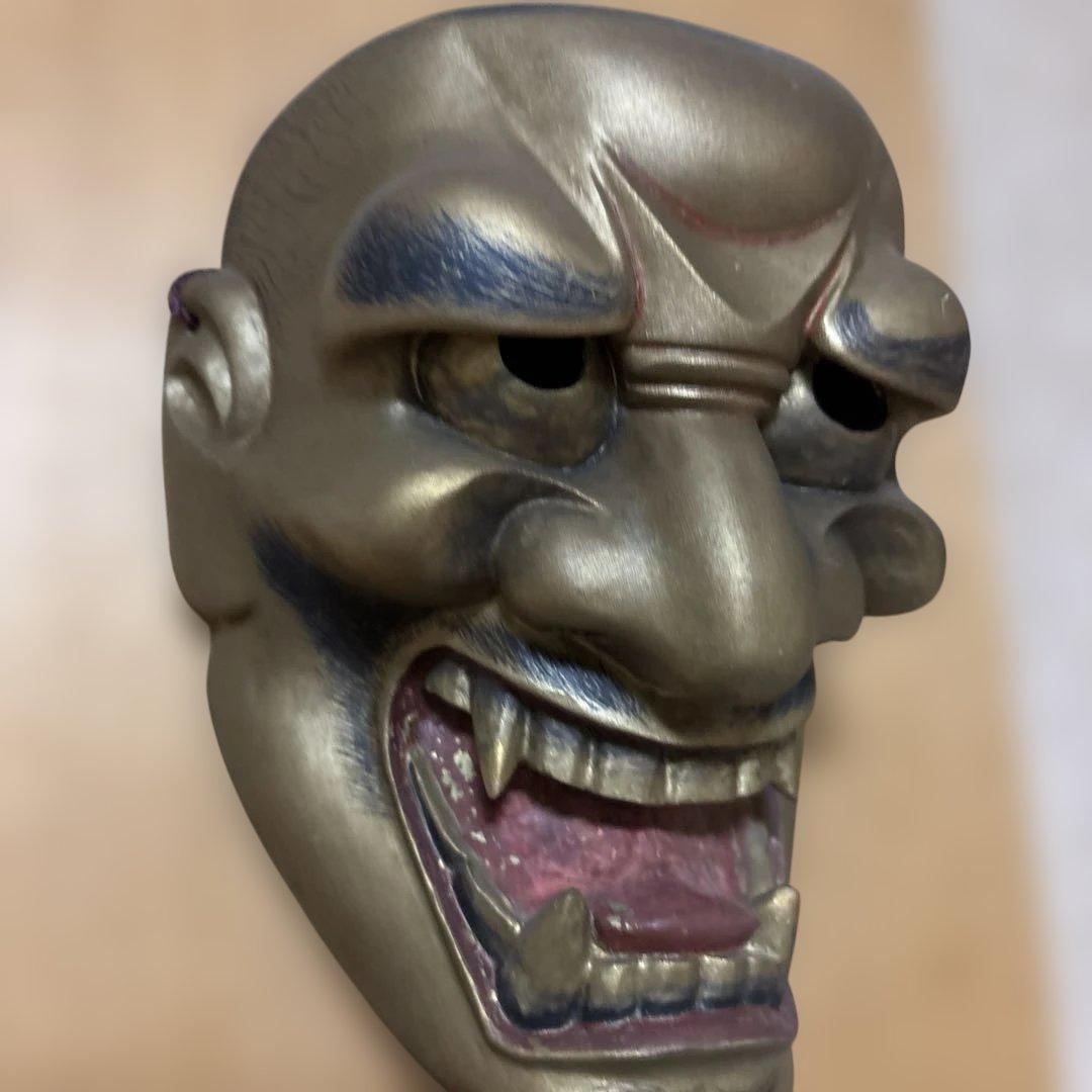 金色の鬼の面 般若 はんにゃ マスク 般若の お面 仮面 樹脂 型 かぶりもの 被り物