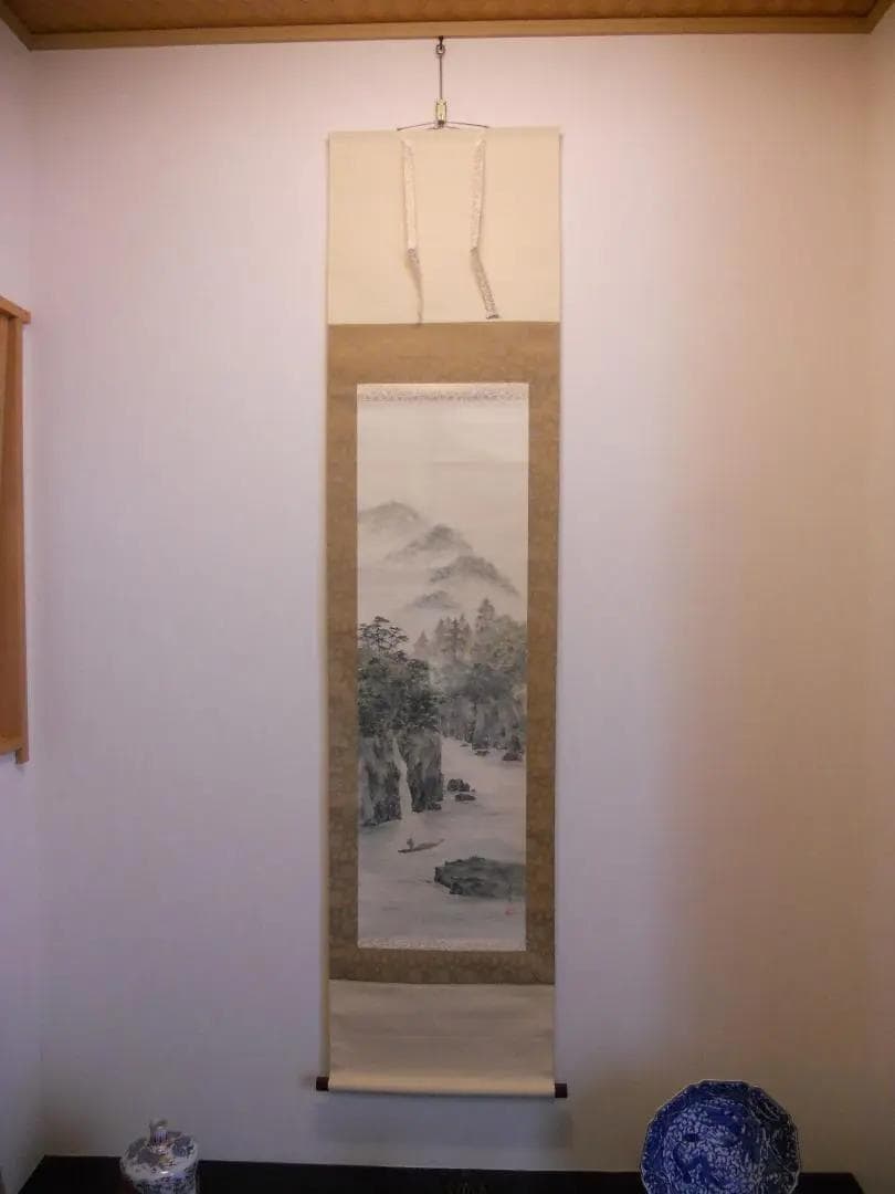 掛け軸 亀山秀景 谿山靑水 紙本 希少 軸装 茶道具 掛軸 美品 です。