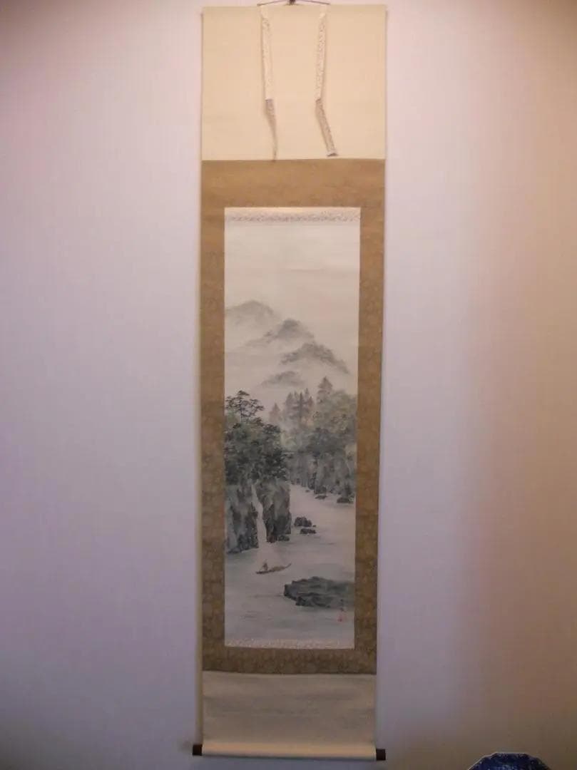 掛け軸 亀山秀景 谿山靑水 紙本 希少 軸装 茶道具 掛軸 美品 です。