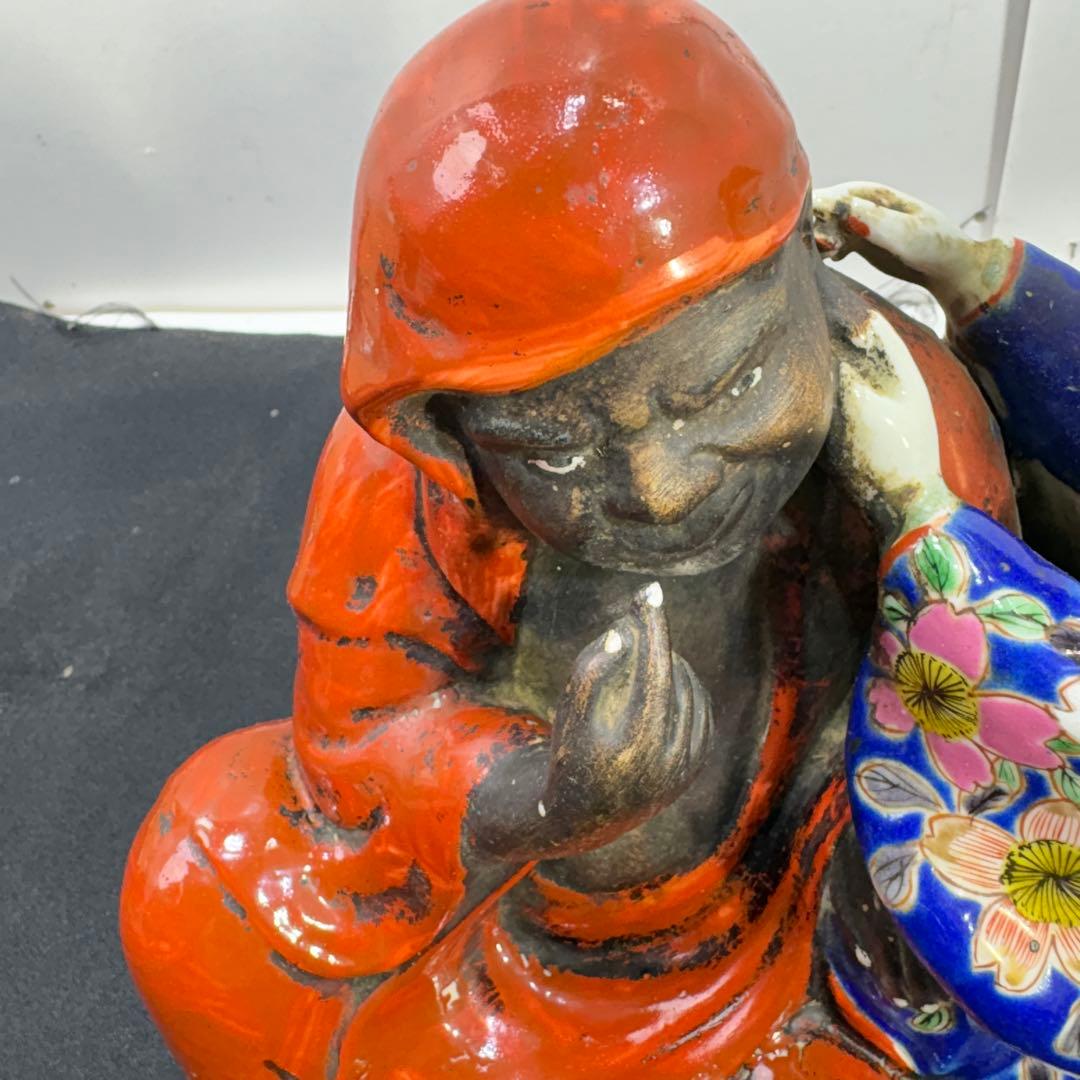 九谷焼 古九谷 和装美人 達磨の耳かき像 明治期？ 置物 飾り物 時代物