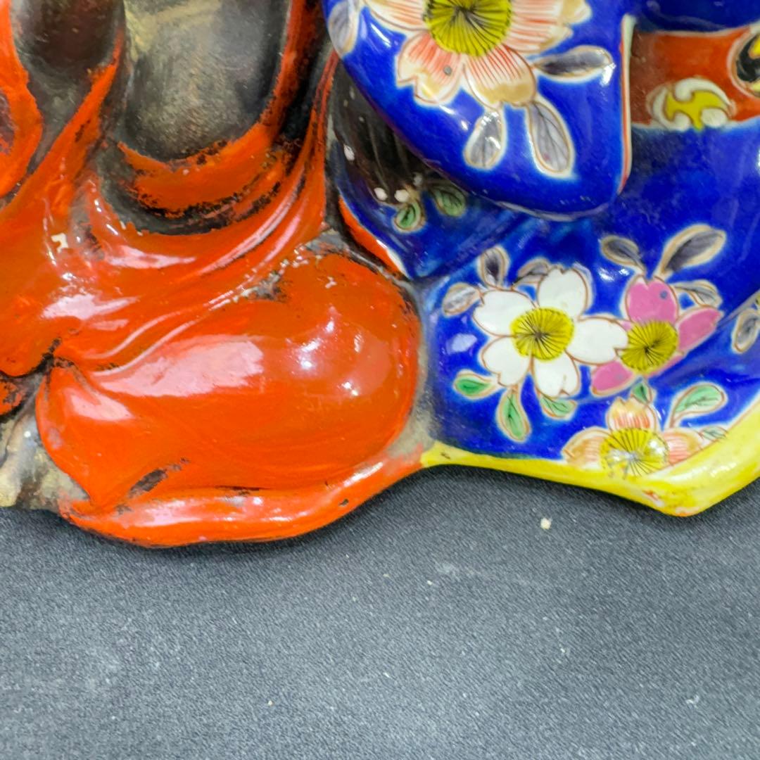 九谷焼 古九谷 和装美人 達磨の耳かき像 明治期？ 置物 飾り物 時代物