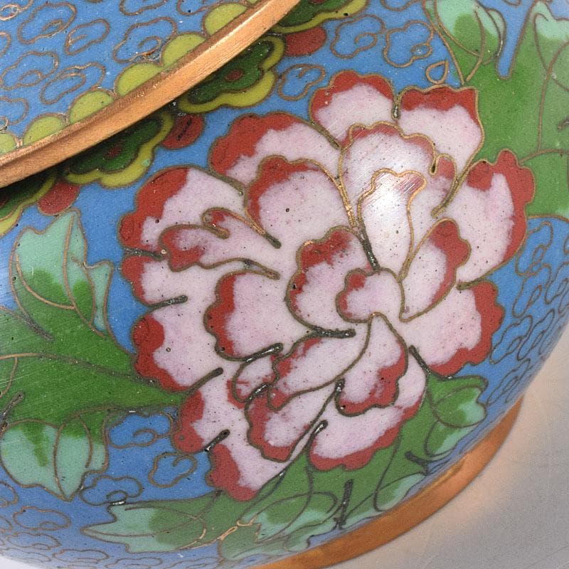 中国 古七宝琺瑯彩 花文 蓋爐 香炉 煎茶碗 3点まとめて