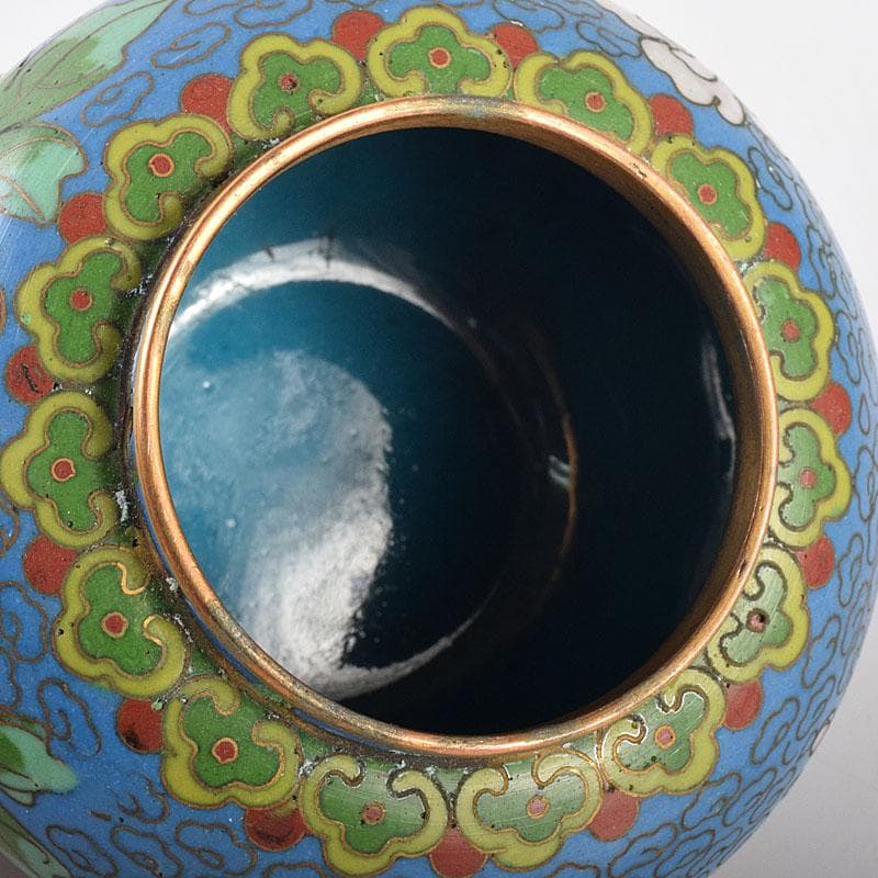 中国 古七宝琺瑯彩 花文 蓋爐 香炉 煎茶碗 3点まとめて