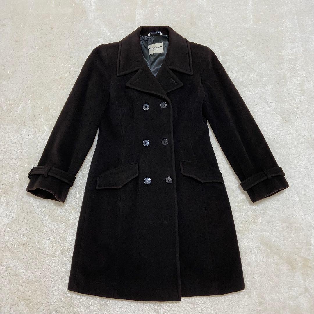 XL✨MAX&Co. アンゴラ混 ダブルブレスト ロングコート 濃茶 イタリア製