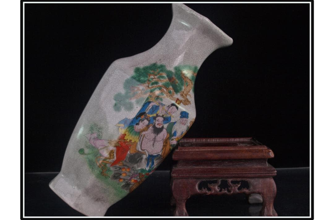 中国 清時代 在銘手描き花瓶 美術品 激安骨董品 DE982B12-5 - www