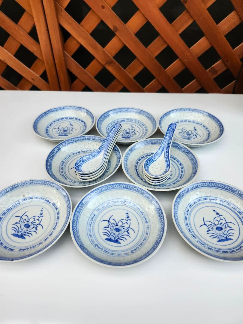 中国♡景徳鎮♡中皿♡レンゲ♡中華皿♡蛍焼き♡花柄♡まとめて♡ 楽天