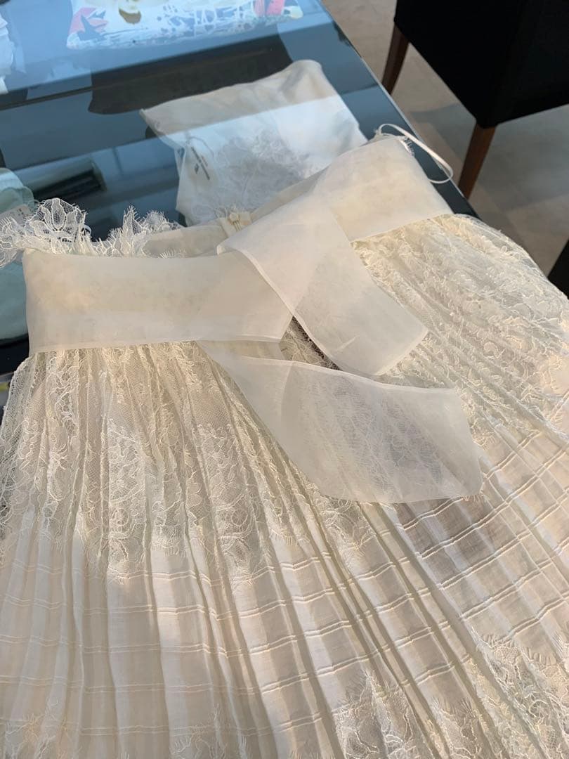 【正規品】ERMANNO SCERVINO ホワイト レース プリーツスカート