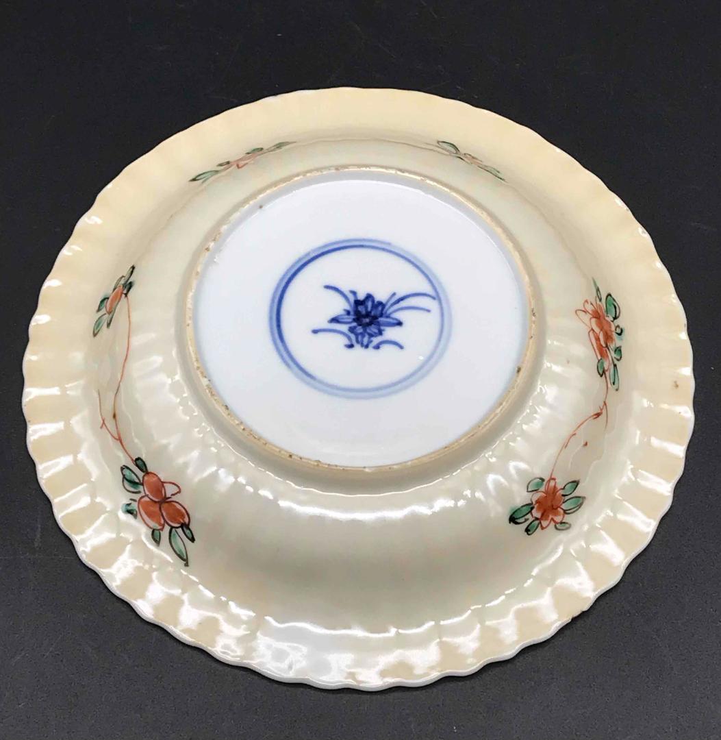中国古美術 清康煕時代 花模様銘入り 粉彩花鳥紋皿 旧家