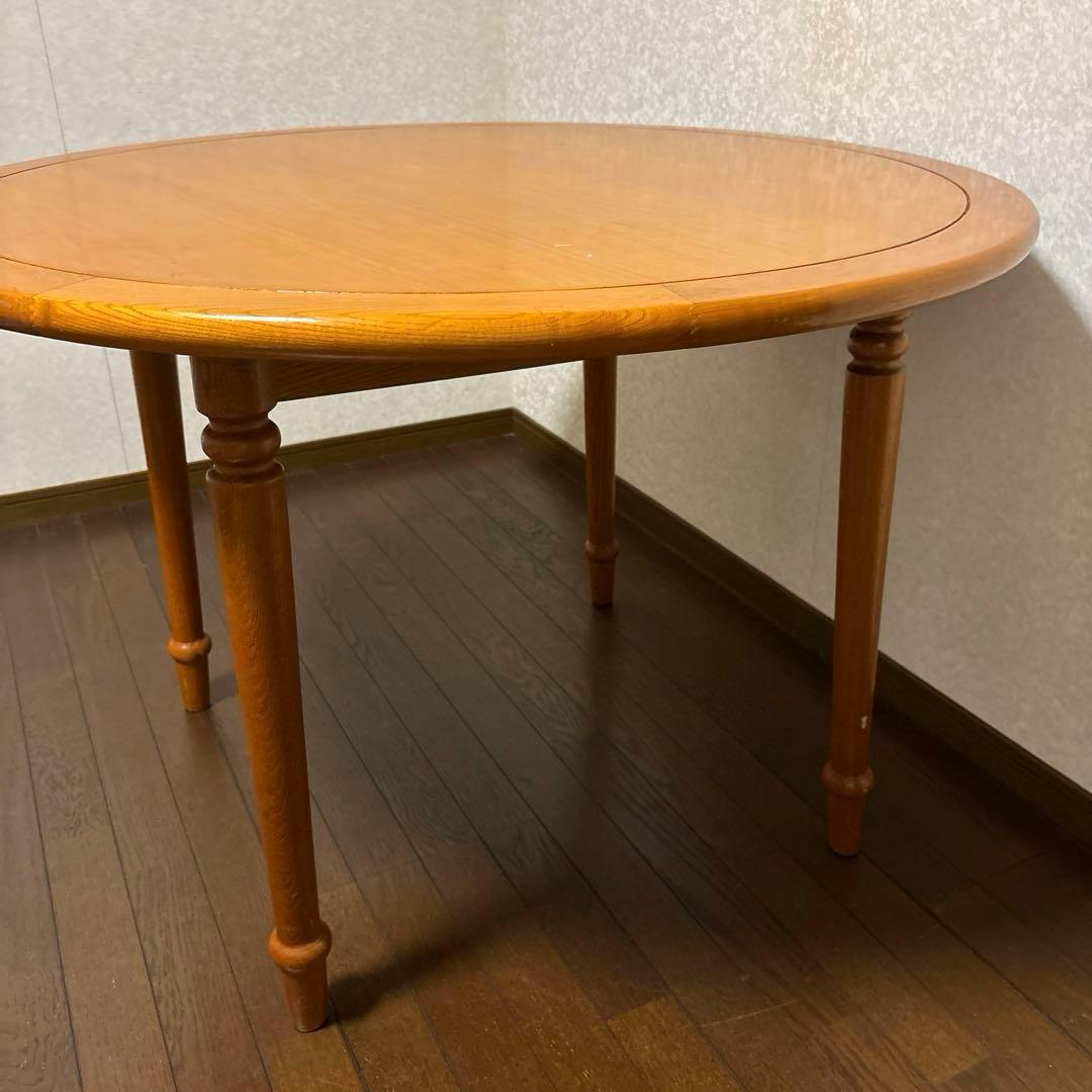 【良品】ヴィンテージ ラウンドテーブル ダイニングテーブル ろくろ脚