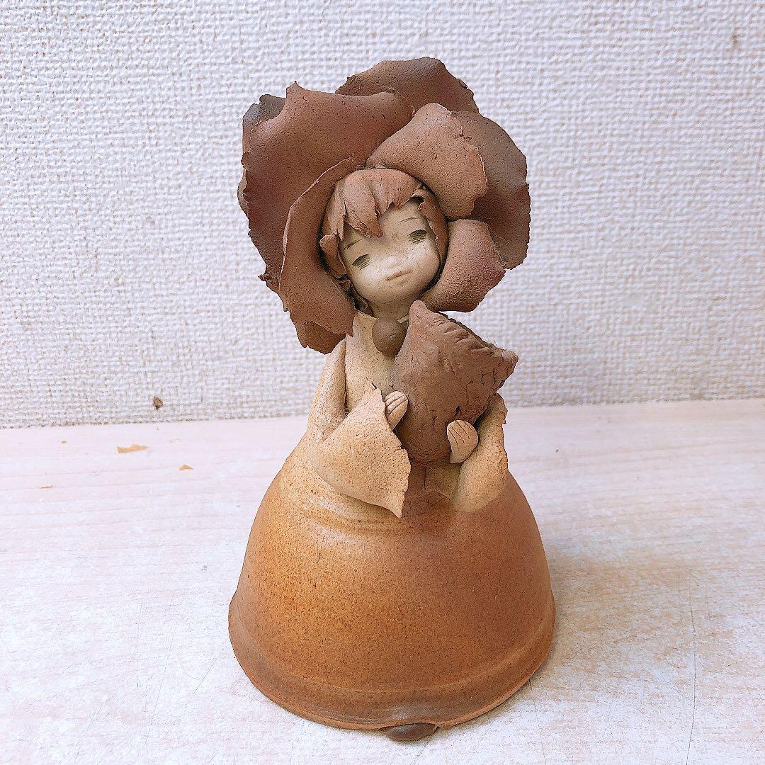 ②竹内祥子 陶器作品 陶人形 森の精 薔薇の花 ビスクドール アンティーク