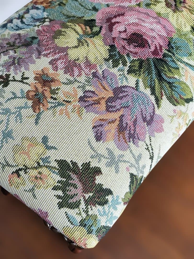 【英国製クラシック】猫脚×ゴブラン生地 スツール アンティーク