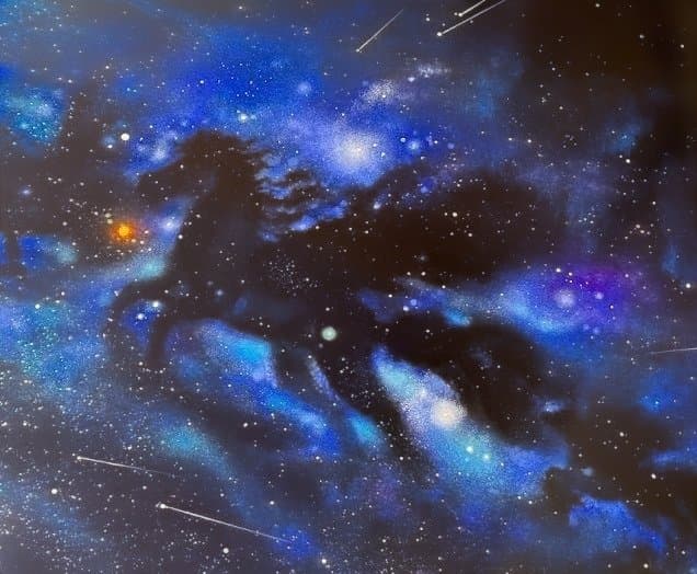 絵画　天馬　銀河　創作一点物　ハンドメイド　レジン　アクリル 大寸　縁起物　宇宙