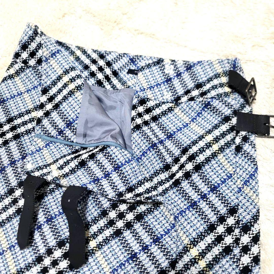 極美品 バーバリーロンドン ラップスカート ノバチェック 44 ブルー系