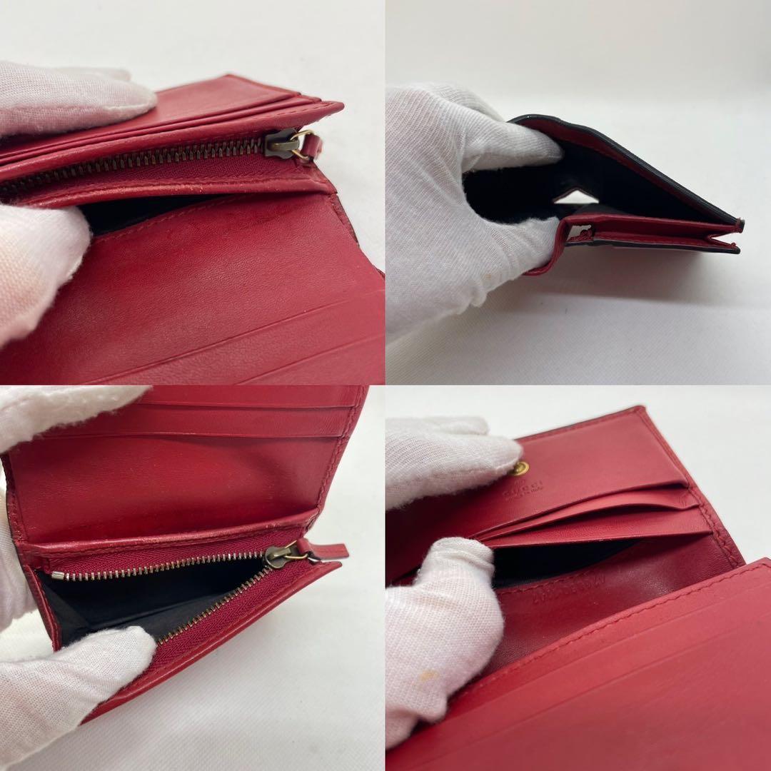 【美品】グッチ 476050・1147 GG スプリーム チェリー 二つ折り財布