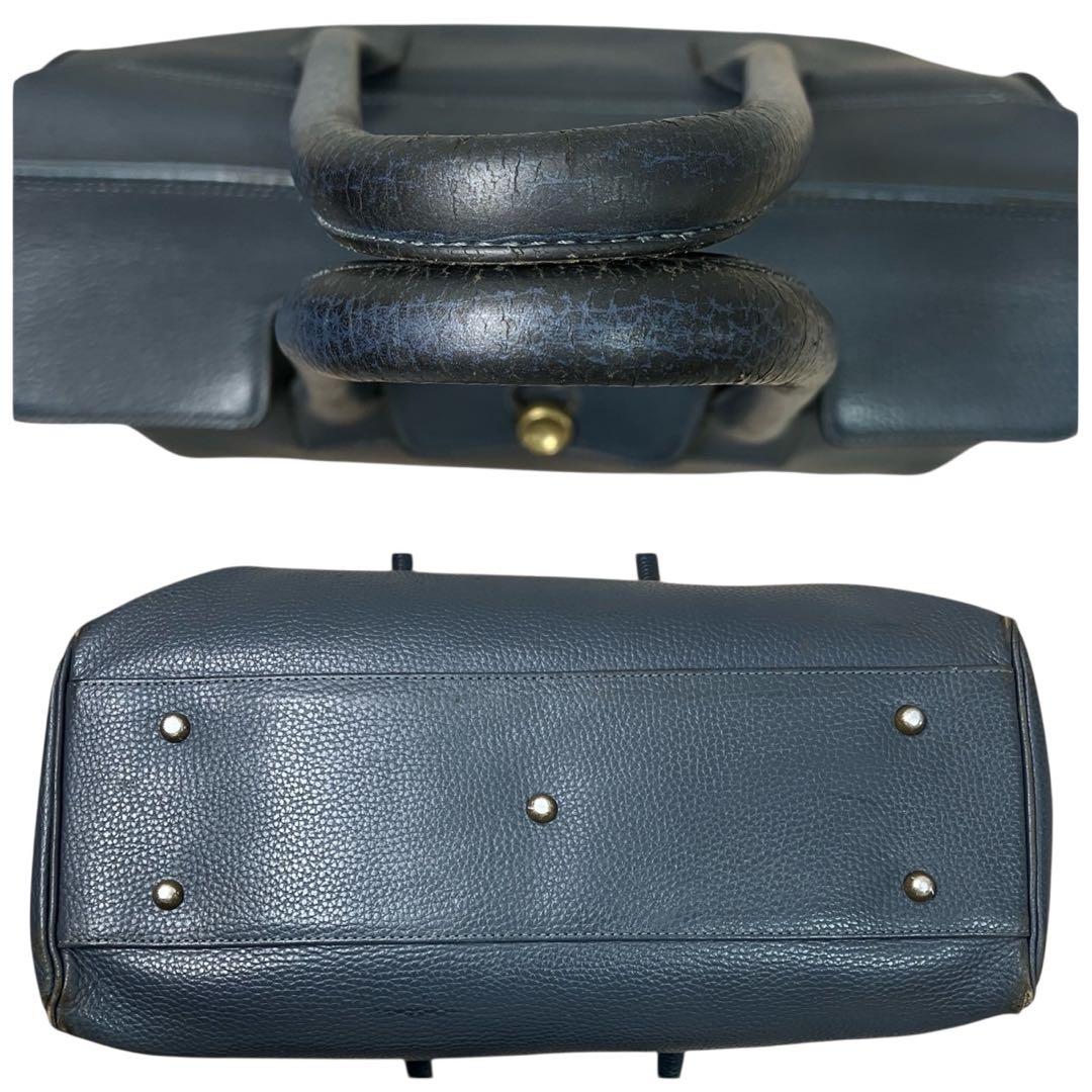 トフアンドロードストーン トートバッグ ルーフボタン レザー A4 ネイビー