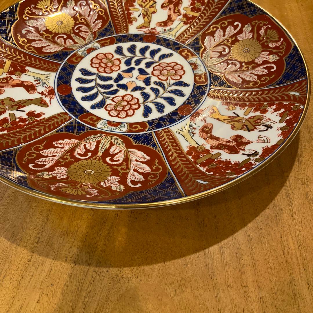 有田焼 秀峰 額皿 大皿 飾皿 金襴手 金彩 古伊万里絵付遊女図 10