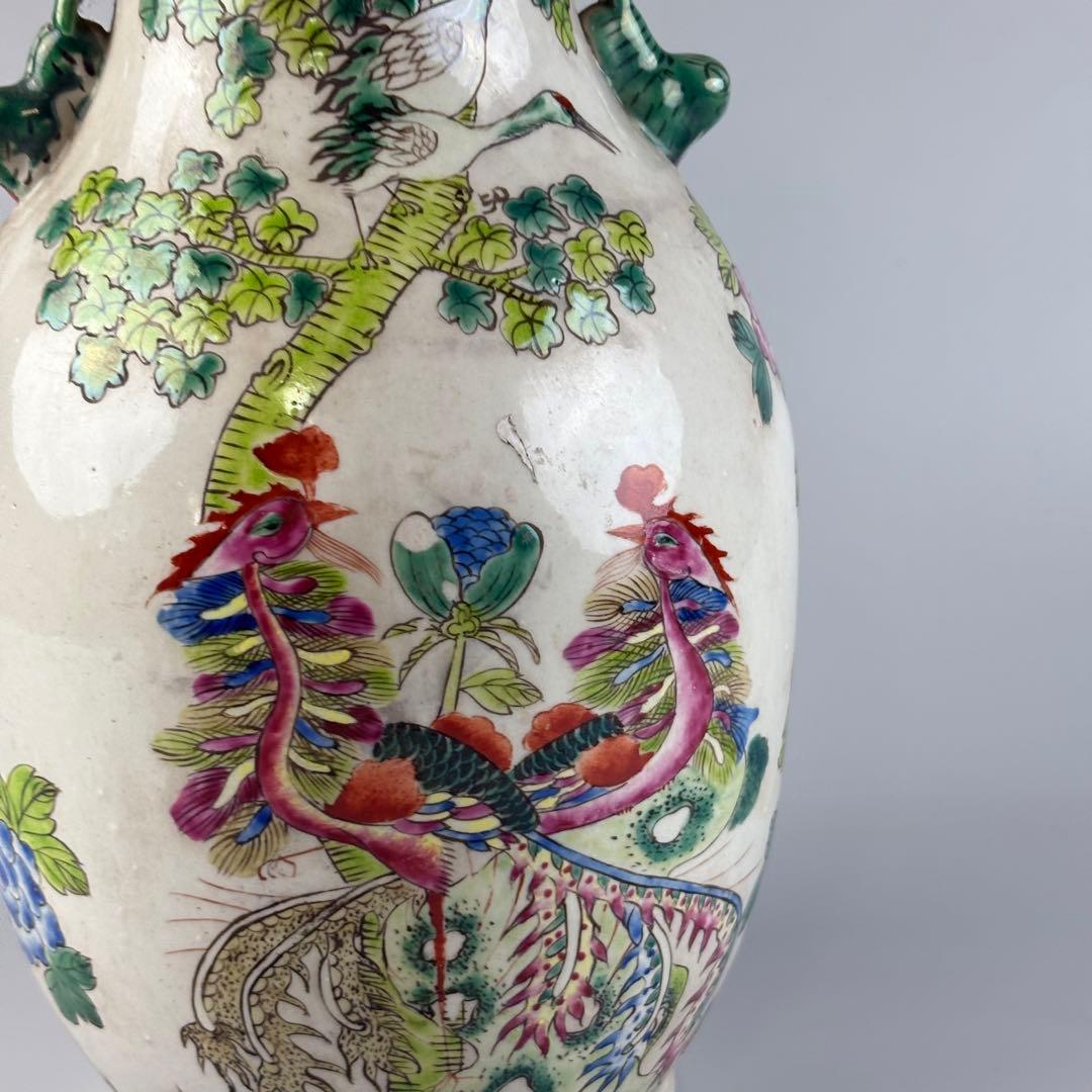 中国美術 粉彩大壺 在銘 送料込み 中国美術 色絵 脆い 粉彩 中国 花瓶