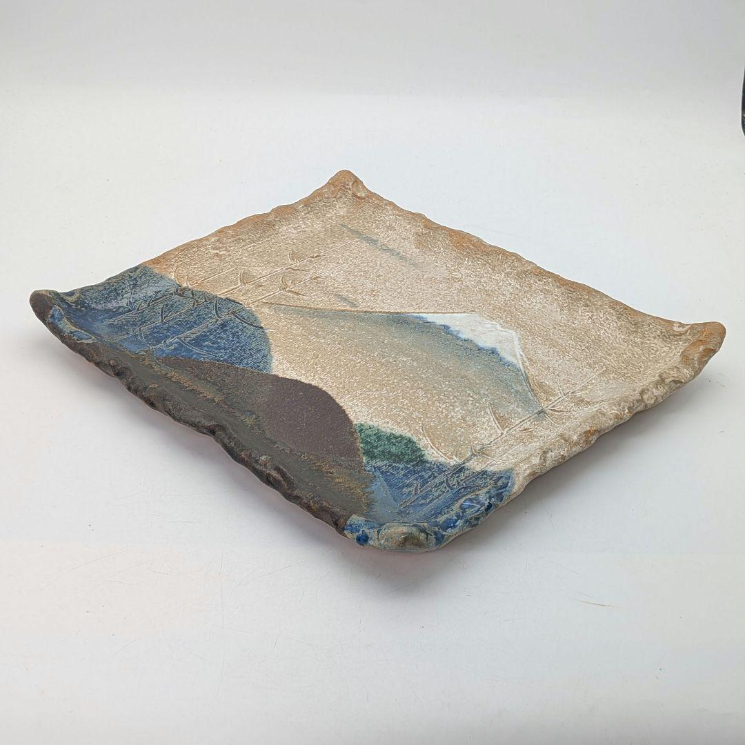 寺田みのる 瀬戸焼 陶額「富士山」 用心箱合布 飾り皿 大皿 角皿 インテリア
