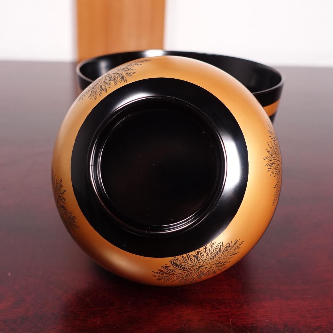 輪島塗 黒塗 蒔絵 草彫 吸物椀 5客 共箱 天然木製漆器