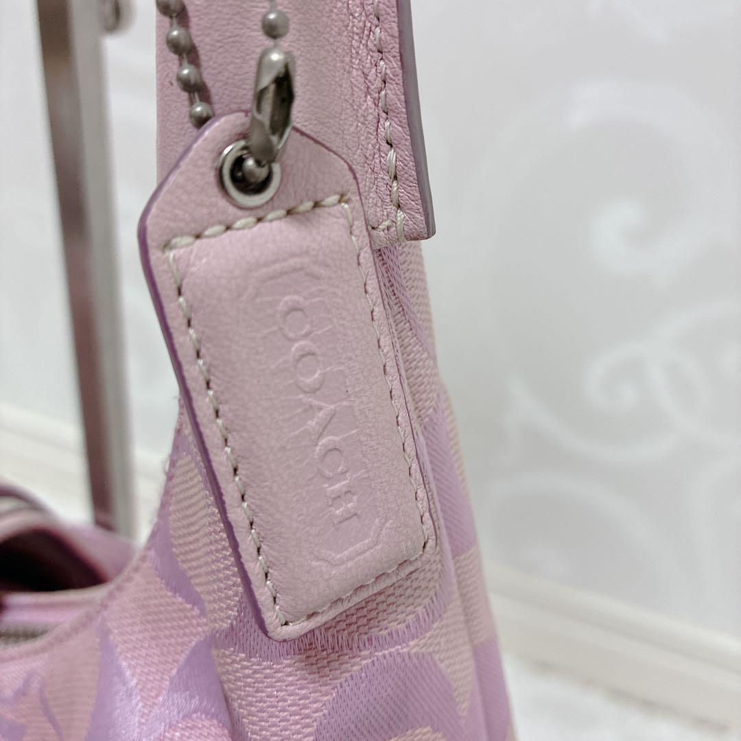 【希少色】COACH シグネチャー ショルダーバッグ ピンク レザー 6824
