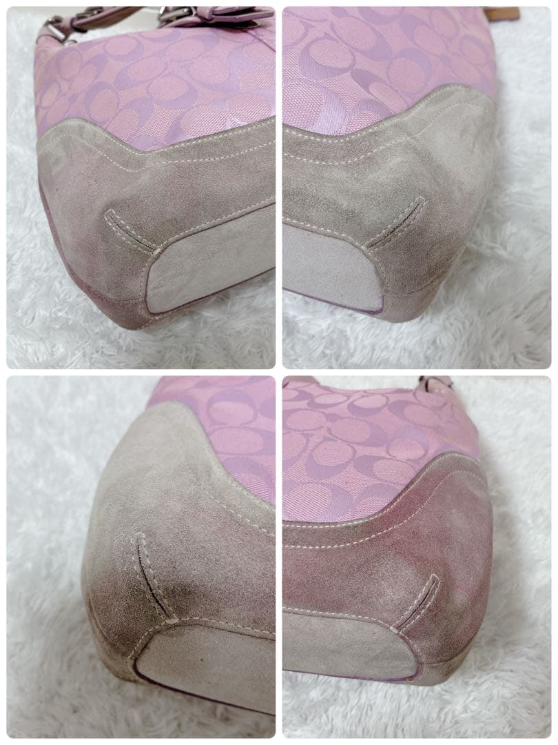 【希少色】COACH シグネチャー ショルダーバッグ ピンク レザー 6824