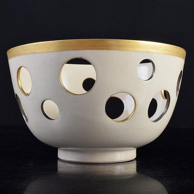 北大路魯山人作 金銀水玉透かし鉢 菓子鉢 共箱 D R8520