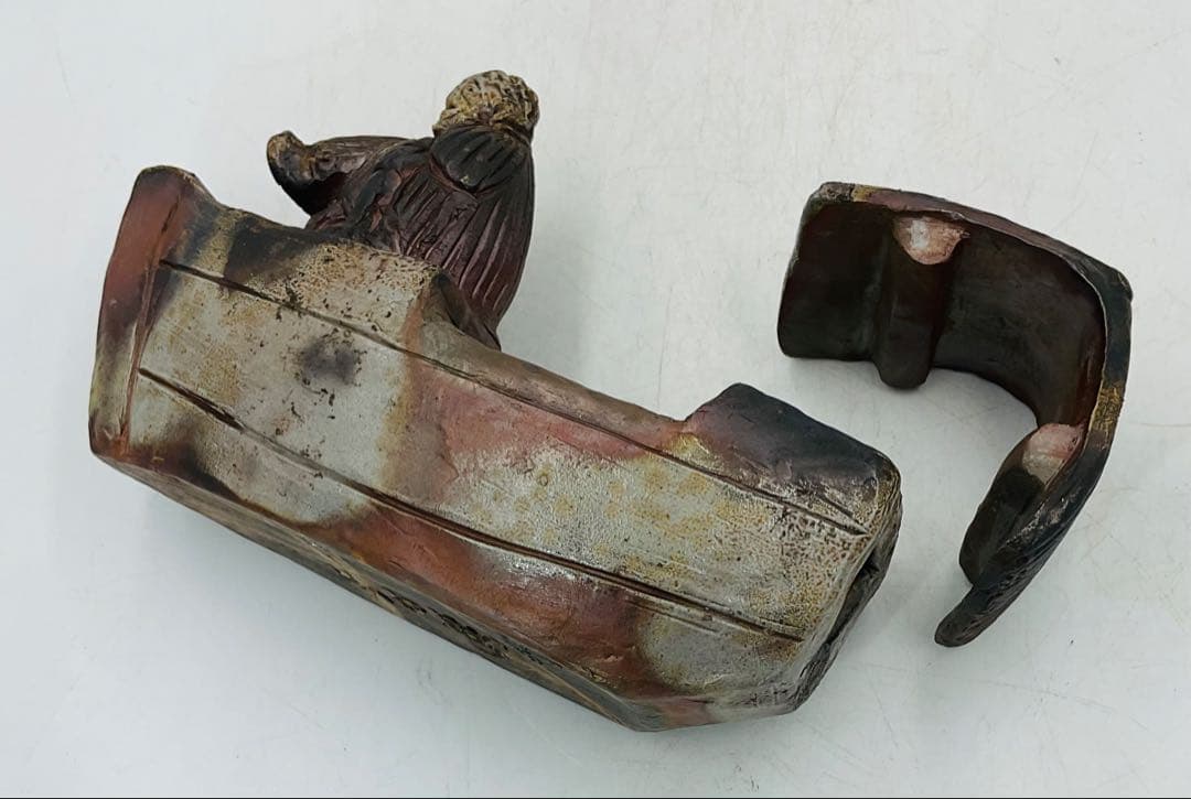 【M-55】◉昭和初期の細工師・木南知加選先生　備前焼手造り舟香炉◉