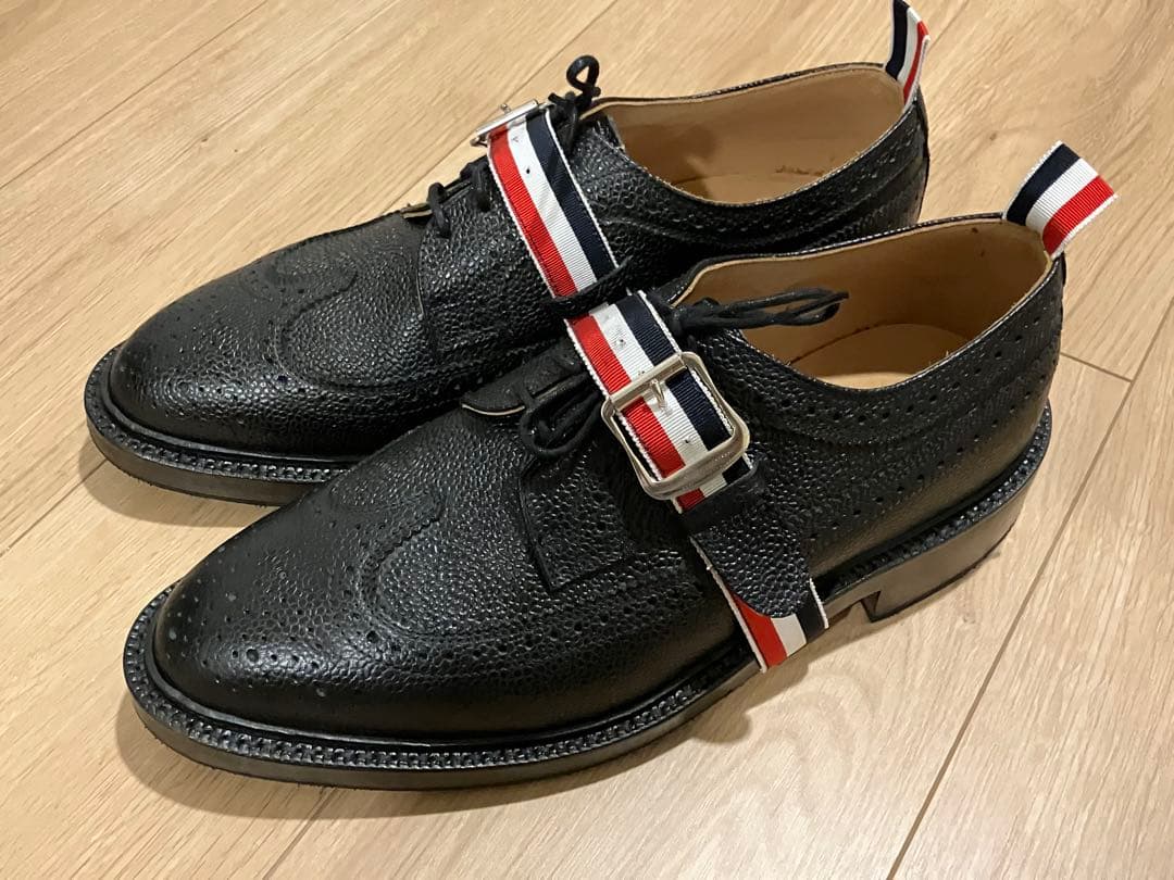 トム ブラウン レザーシューズ US9 27cm ブラック ウィングチップ 革