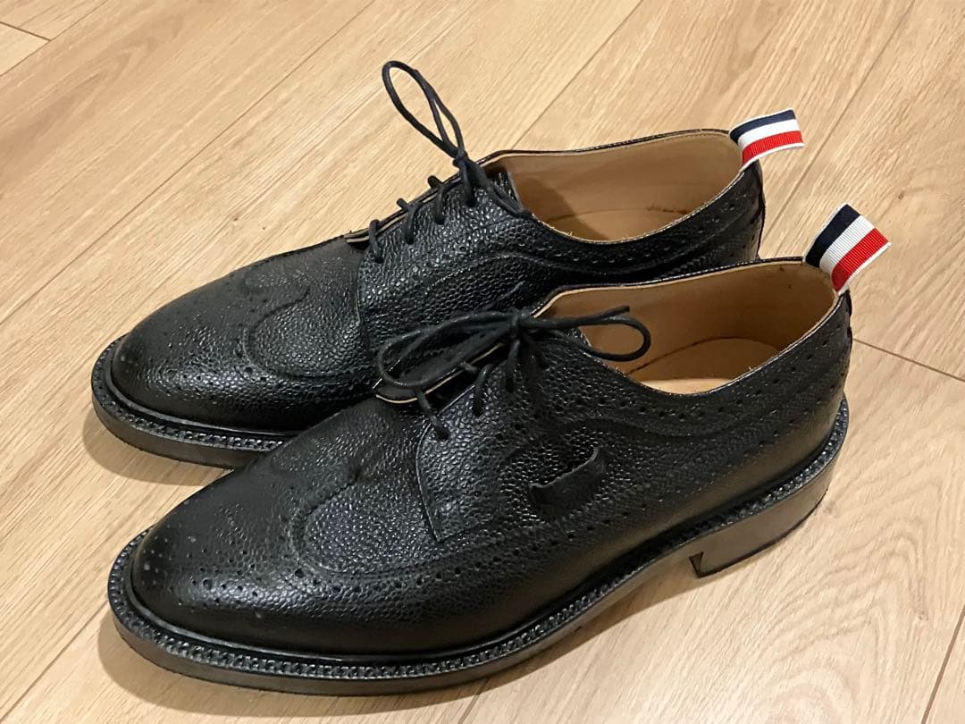 トム ブラウン レザーシューズ US9 27cm ブラック ウィングチップ 革